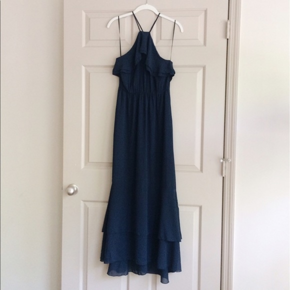 h&m navy maxi dress